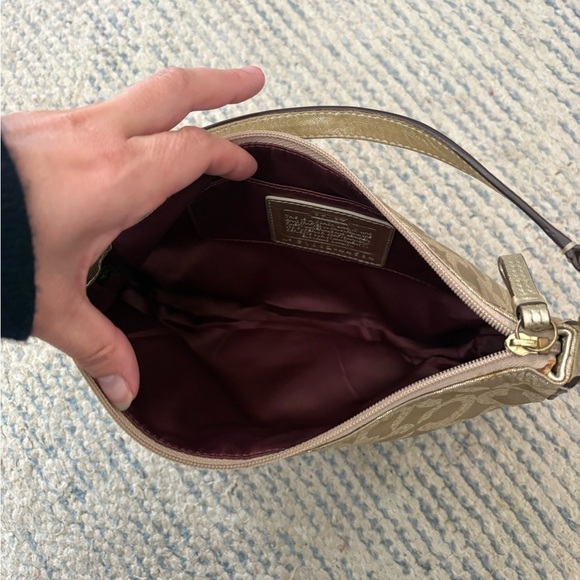 Coach Mia Signature Khaki Gold Lurex Top Handle Purse - NWOT - Picture 4 of 5